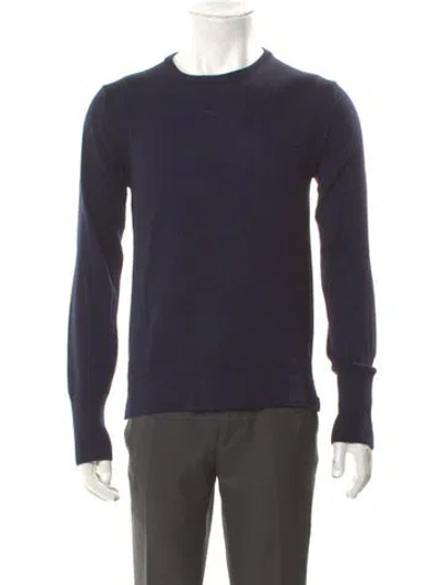 Pre-owned Officine Generale Merino Wool Crew Neck Pullover In Blue