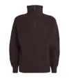 Officine Generale Tarek Ribbed Merino Wool Half-zip Sweater In Brown