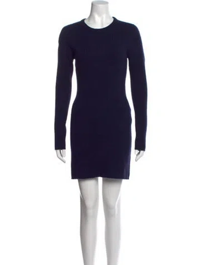 Pre-owned Officine Generale Merino Wool Mini Dress In Blue