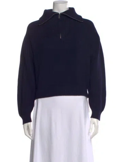 Pre-owned Officine Generale Merino Wool Mock Neck Sweater In Blue