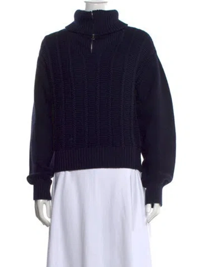 Pre-owned Officine Generale Merino Wool Turtleneck Sweater In Blue