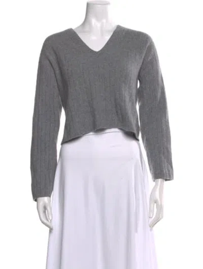 Pre-owned Officine Generale Merino Wool V-neck Sweater In Gray