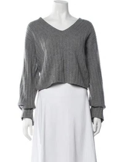 Pre-owned Officine Generale Merino Wool V-neck Sweater In Grey