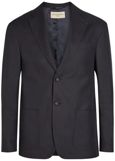 Officine Generale Michel Button Jacket In Blue