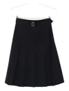 Officine Generale Midi Kendra Pleated Belted Skirt In Black