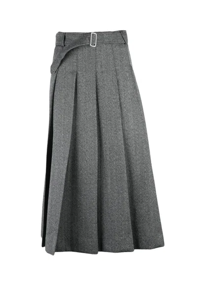 Officine Generale Midi Pleated Skirt - Grey In Multi