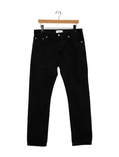 Pre-owned Officine Generale Mid-rise Straight Leg Jeans In Black