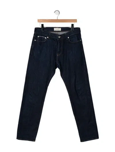 Pre-owned Officine Generale Mid-rise Straight Leg Jeans In Blue