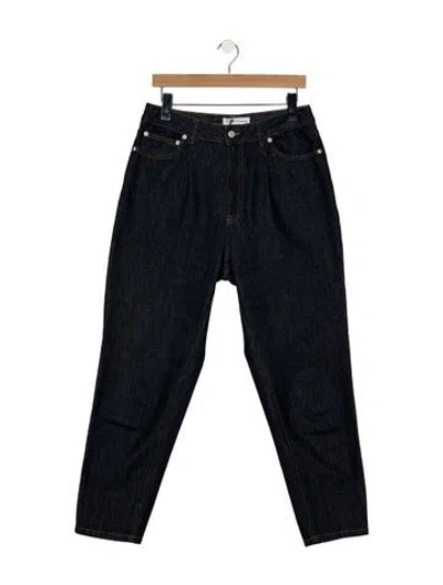 Pre-owned Officine Generale Mid-rise Straight Leg Jeans In Blue
