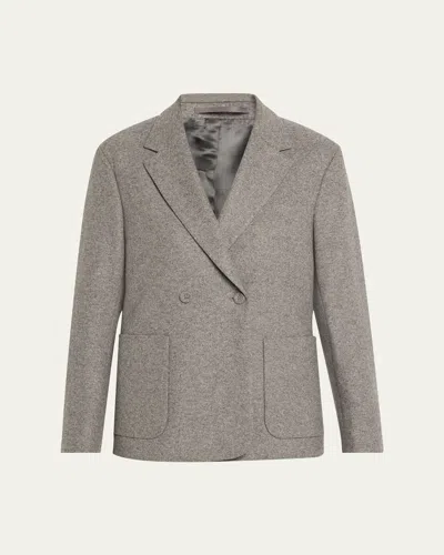 Officine Generale Migua Wool-cashmere Jacket In Mid Heather Grey