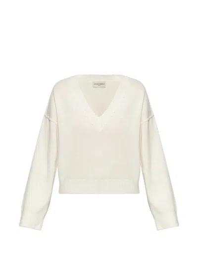 Officine Generale Misty V-neck Sweater In White