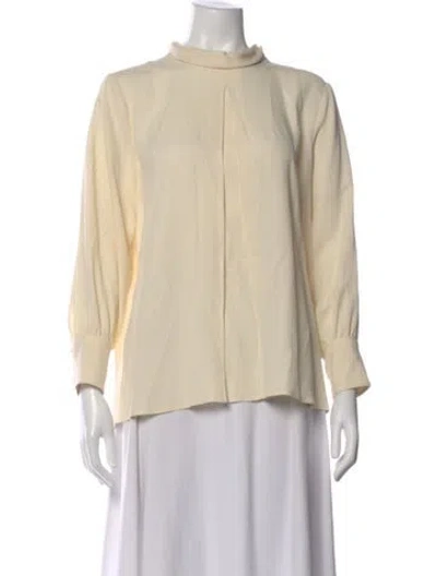 Pre-owned Officine Generale Mock Neck Long Sleeve Blouse In Neutral