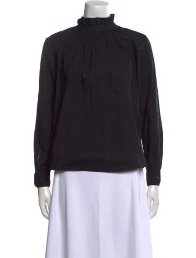 Pre-owned Officine Generale Mock Neck Long Sleeve Sweatshirt In Black