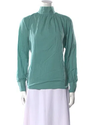 Pre-owned Officine Generale Mock Neck Long Sleeve Sweatshirt In Green