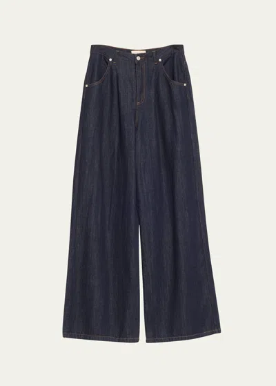 Officine Generale Moena Wide-leg Jeans In Dark Indigo