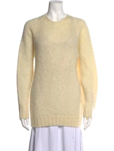 Pre-owned Officine Generale Mohair Crew Neck Sweater In Neutrals/yellow