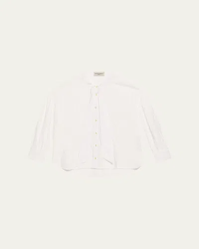 Officine Generale Molly Tie-neck Textured Stripe Top