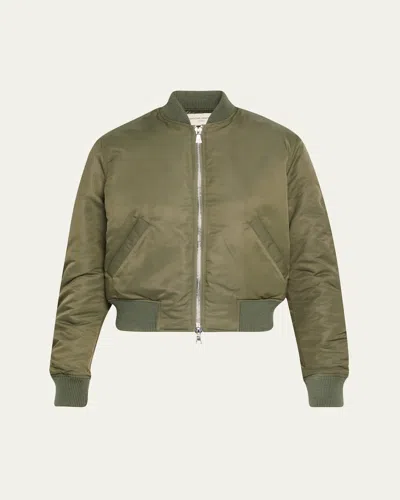 Officine Generale Nanni Nylon Bomber Jacket In Aventurine Green
