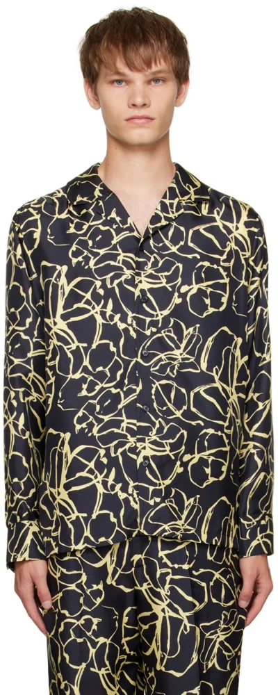 Officine Generale Navy Eren Shirt In Darknavy/eggshell