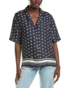 Officine Generale New Christelle Silk Shirt In Blue
