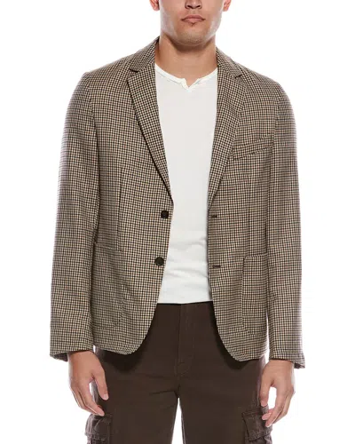 Officine Generale New Light Check Wool Blazer In Brown