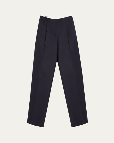 Officine Generale New Sophie Italian Wool Pants In Dark Navy