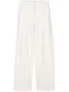 Officine Generale Pleated Poplin Straight Trousers In White