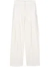 Officine Generale Pleated Poplin Straight Trousers In White