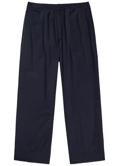 Officine Generale Nilson Drawstring Wide-leg Trousers In Blue