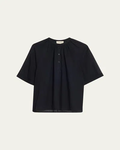 Officine Generale Noria Cotton Voile Shirt In Black