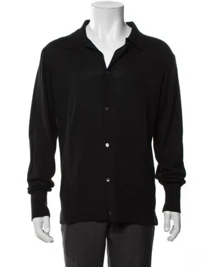 Pre-owned Officine Generale Open Front Long Sleeve Cardigan In Black