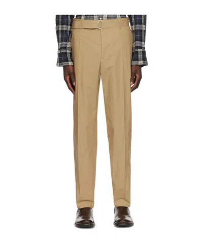 Officine Generale Owen Belted Organic-cotton Poplin Trousers In British Khaki