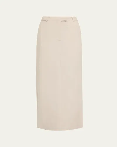 Officine Generale Oxana Italian Wool Pencil Skirt In Stone