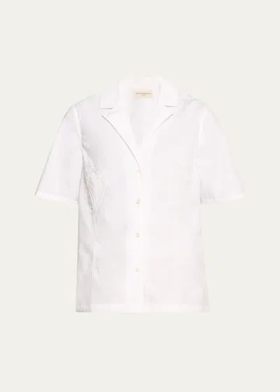 Officine Generale Page Short-sleeve Embroidered Tulip Top In White