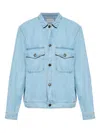 Officine Generale Button-down Long-sleeved Denim Jacket In Blue