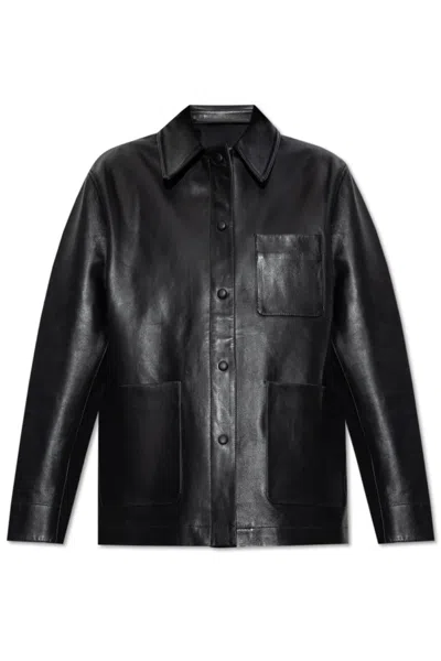 OFFICINE GENERALE PATCH-POCKET LEATHER JACKET