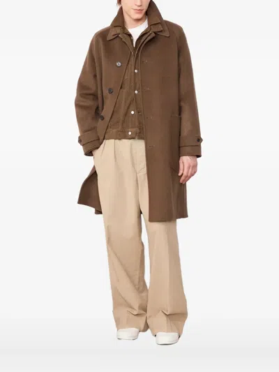 Officine Generale Patch-pocket Wool Coat In Brown