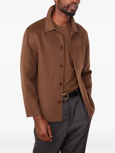 Officine Generale Patch-pocket Wool Jacket In Brown