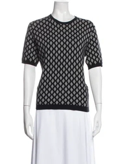Pre-owned Officine Generale Patterned Crew Neck Sweater In Black