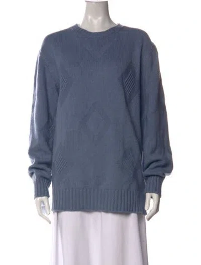 Pre-owned Officine Generale Patterned Crew Neck Sweater In Blue