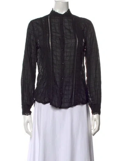 Pre-owned Officine Generale Patterned Long Sleeve Blouse In Black