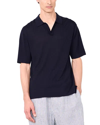 Officine Generale Pele Texture Sweater Polo In Blue