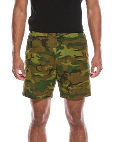 Officine Generale Pierce Camo Print Short In Green