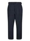 Officine Generale Tailored Blue Trousers With Pleated Front And Cropped Length In Blue