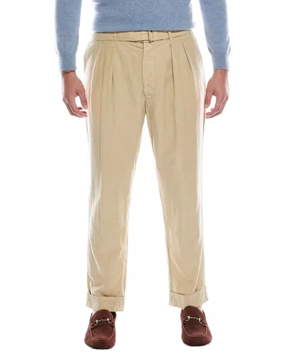 Officine Generale Pierre Garment-dyed Linen-blend Pant In Brown