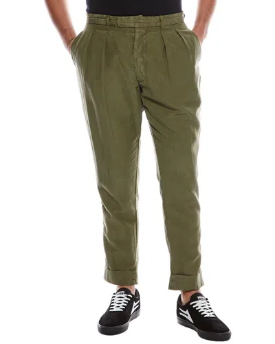 Officine Generale Pierre Garment-dyed Linen-blend Pant In Green