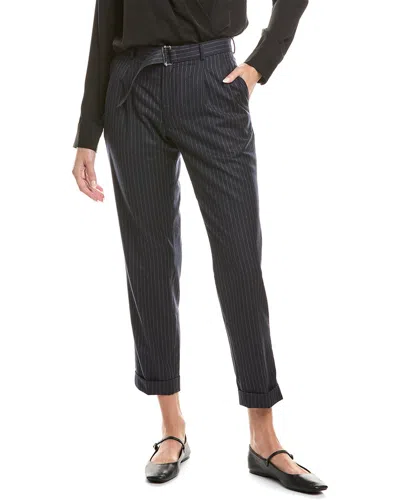 Officine Generale Pierre Pinstripe Wool Pant In Blue