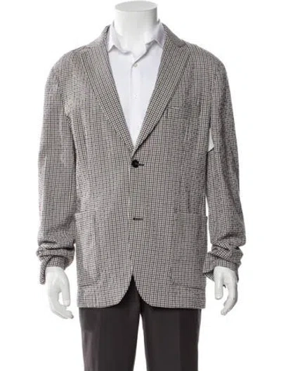 Pre-owned Officine Generale Plaid Print Blazer In Blue