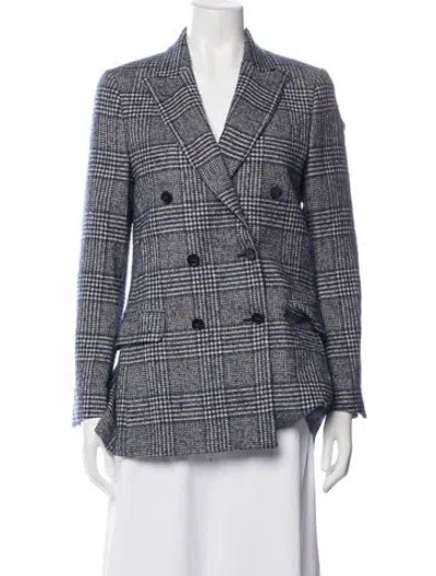 Pre-owned Officine Generale Plaid Print Blazer In Blue
