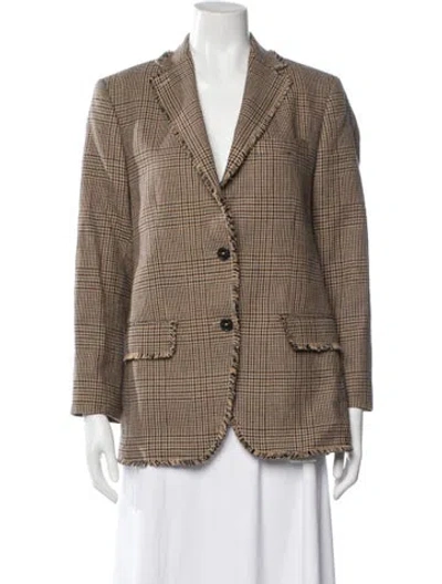 Pre-owned Officine Generale Plaid Print Blazer In Brown